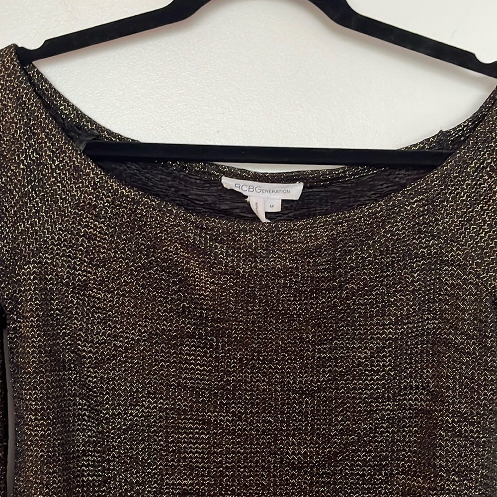 BCBGeneration | Long Sleeve Metallic Mini Dress Sz M - Picture 3 of 5
